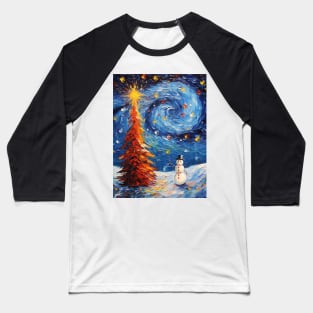 Starry Night snowman Baseball T-Shirt